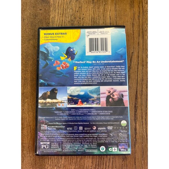 Finding Dory DVD 2016 Animated Movie Ellen DeGeneres Albert Brooks Pre-Owned - Picture 4 of 4